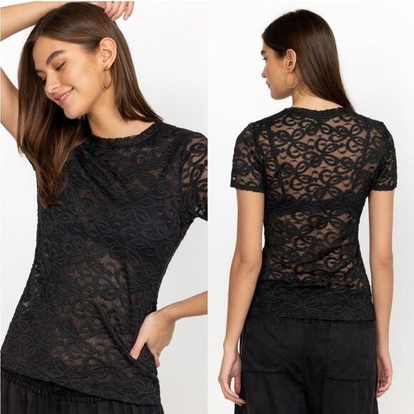 JOHNNY WAS Astrid Top Black Mesh Size X-Small NWT Style:L16023-2 - Picture 1 of 6